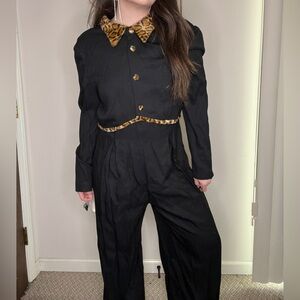 Vintage Jumpsuit With Cheetah Print Accents New With Tags Size Large